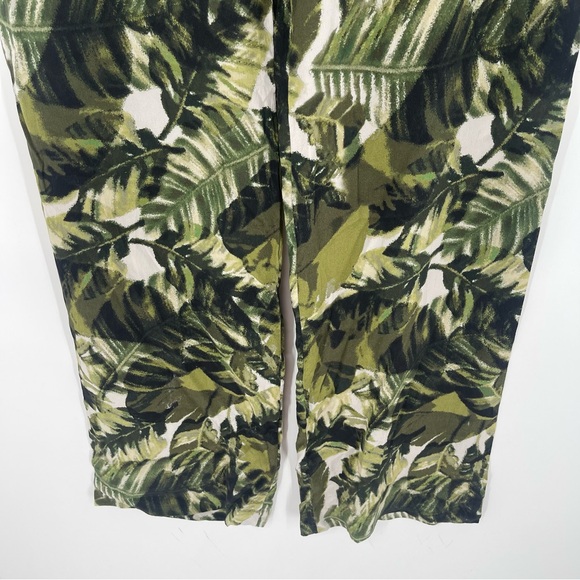 Worth New York Olive Khaki Green Palm Print Crepe De Chine (silk) Sienna Pants - Picture 5 of 12